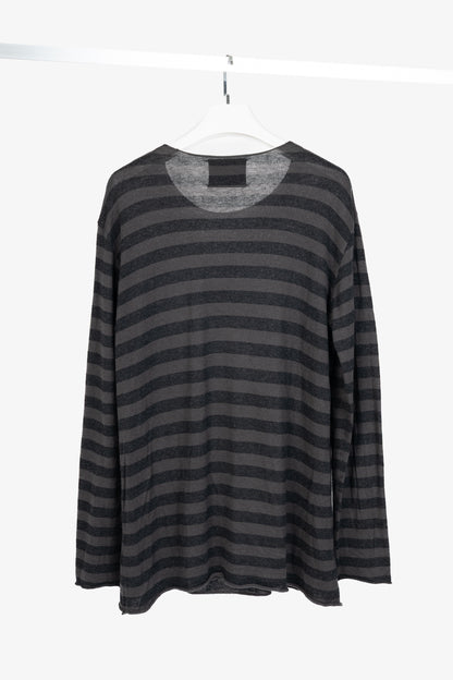 Undercover Grey & Black Striped Silk & Cashmere Pullover
