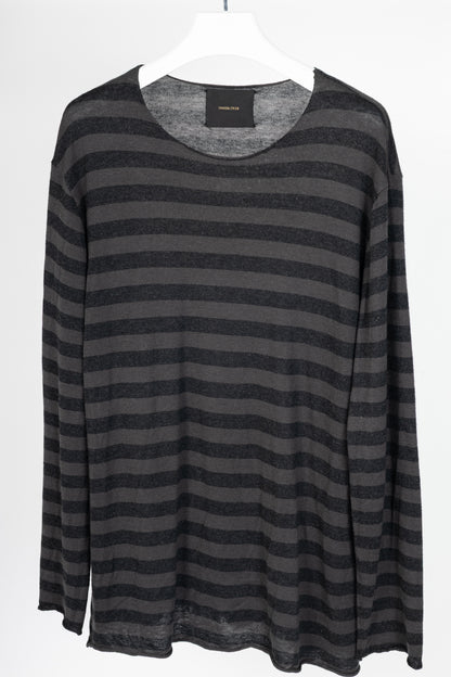 Undercover Grey & Black Striped Silk & Cashmere Pullover