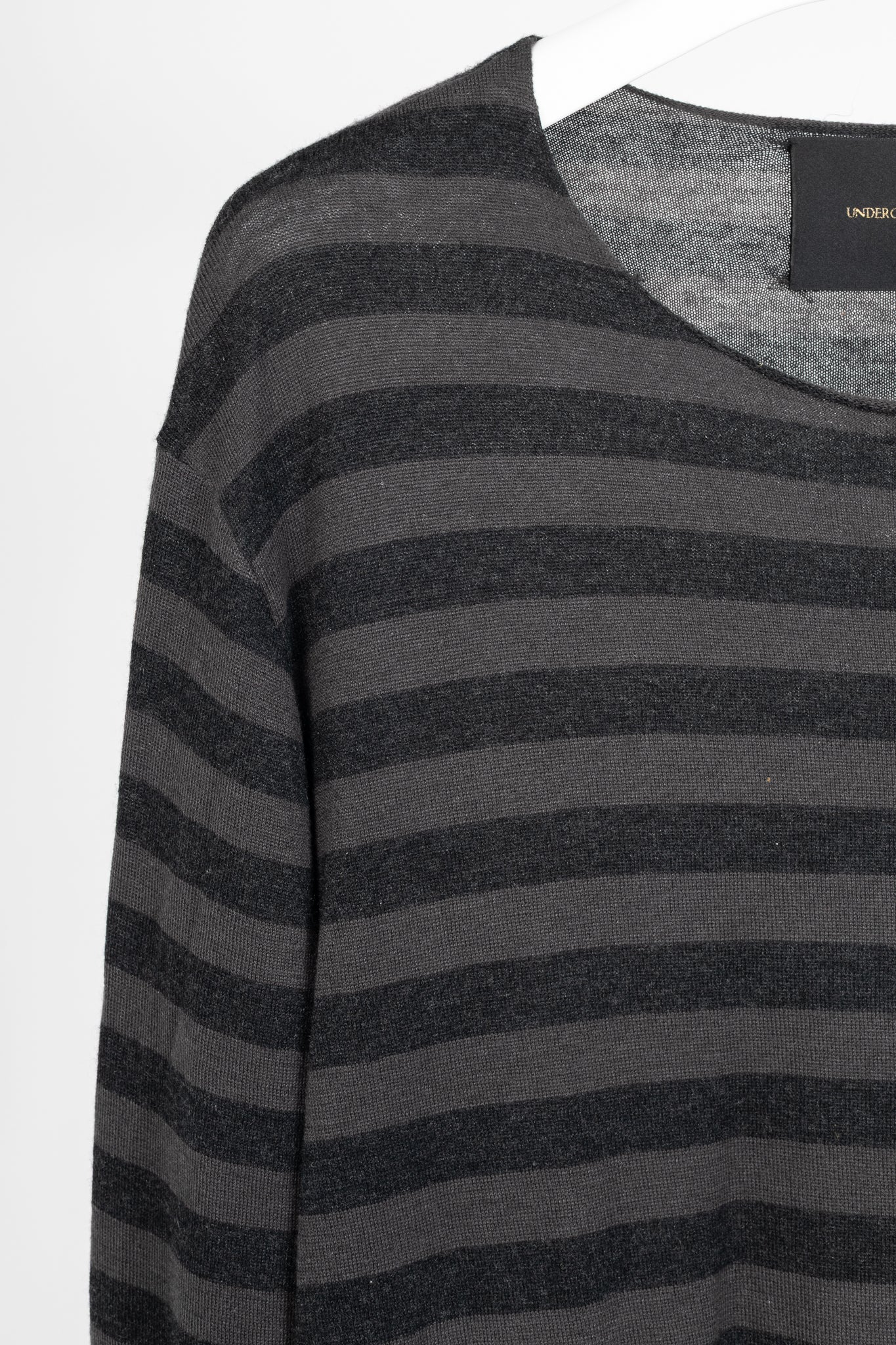 Undercover Grey & Black Striped Silk & Cashmere Pullover