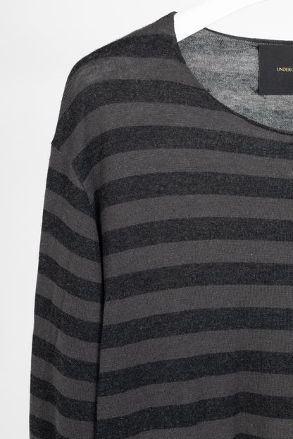 Undercover Grey & Black Striped Silk & Cashmere Pullover