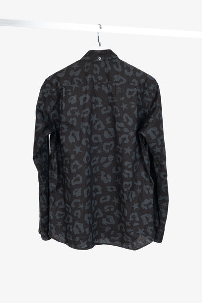 uniform experiment SS15 Black Big Leopard Star B.D Shirt