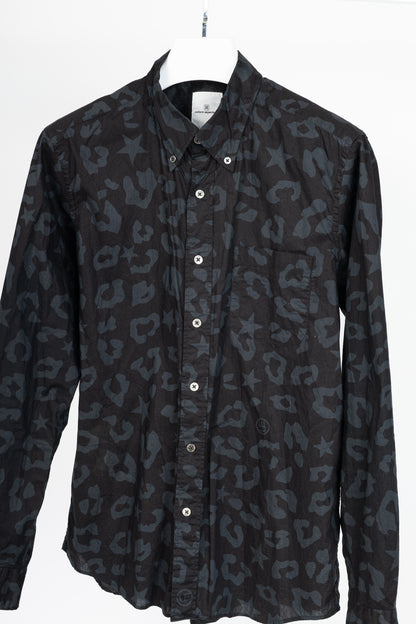 uniform experiment SS15 Black Big Leopard Star B.D Shirt