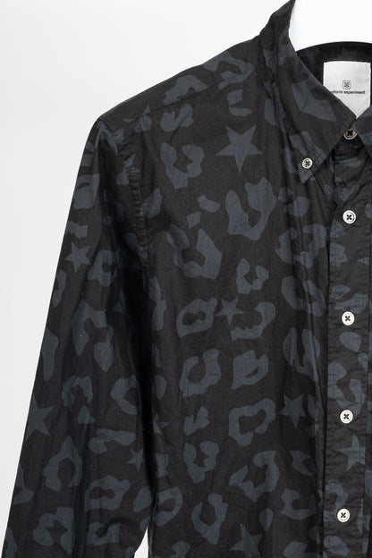uniform experiment SS15 Black Big Leopard Star B.D Shirt