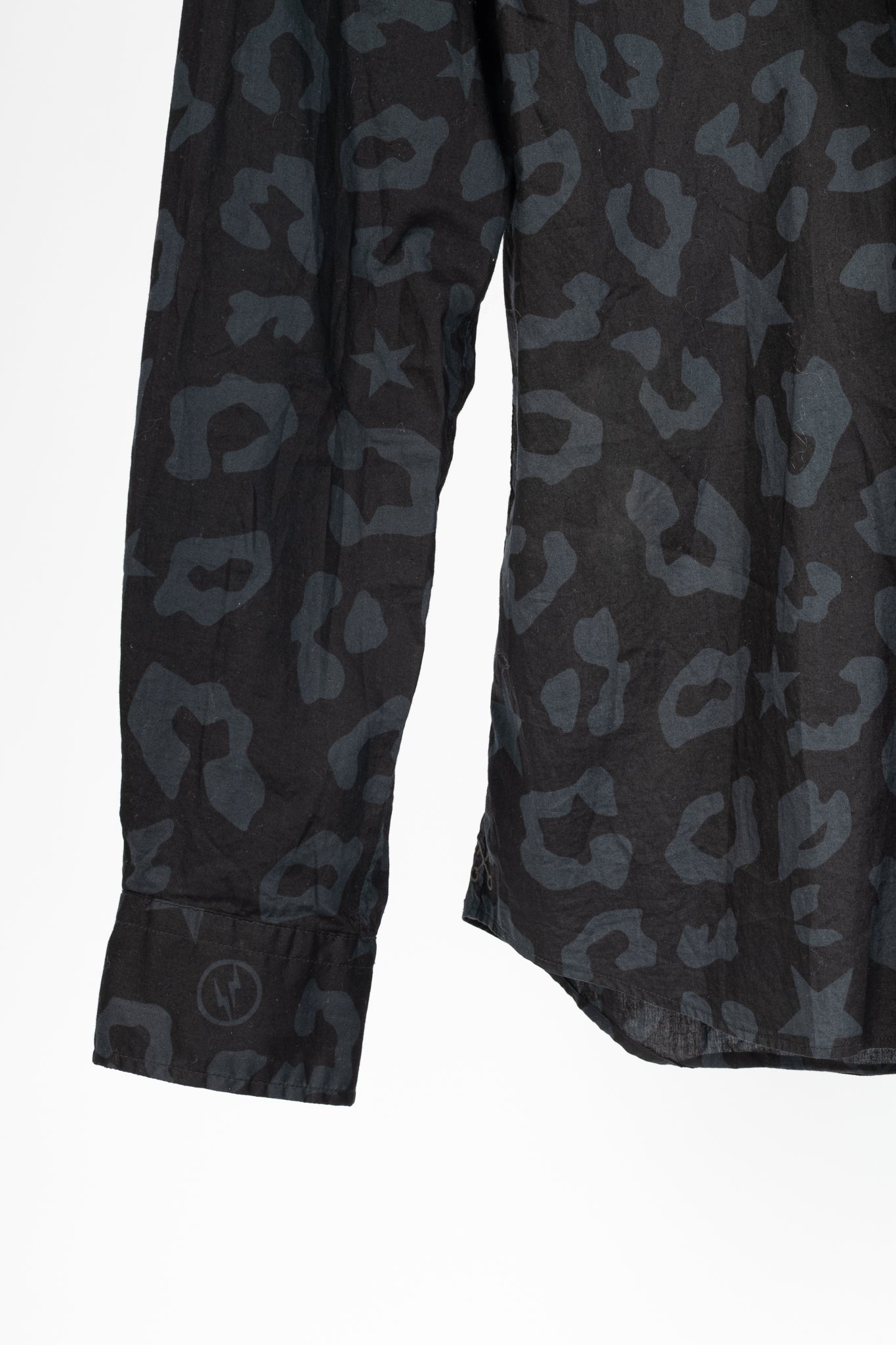 uniform experiment SS15 Black Big Leopard Star B.D Shirt