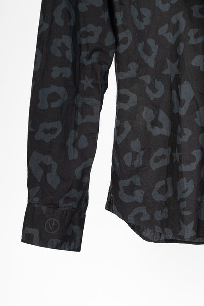 uniform experiment SS15 Black Big Leopard Star B.D Shirt