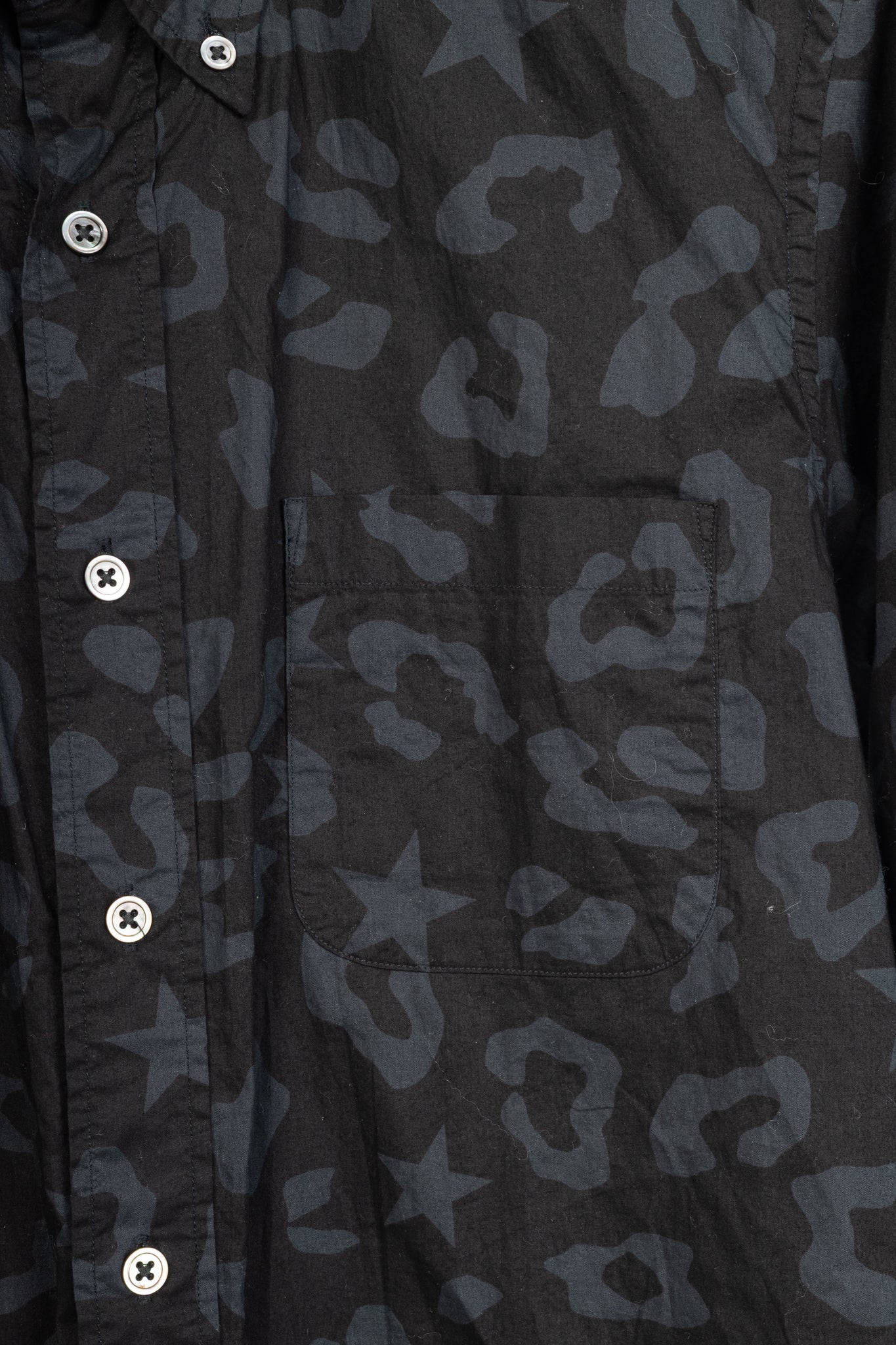 uniform experiment SS15 Black Big Leopard Star B.D Shirt