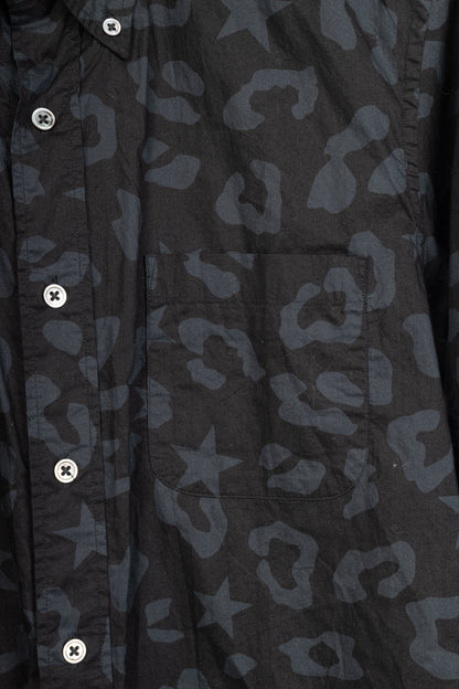 uniform experiment SS15 Black Big Leopard Star B.D Shirt