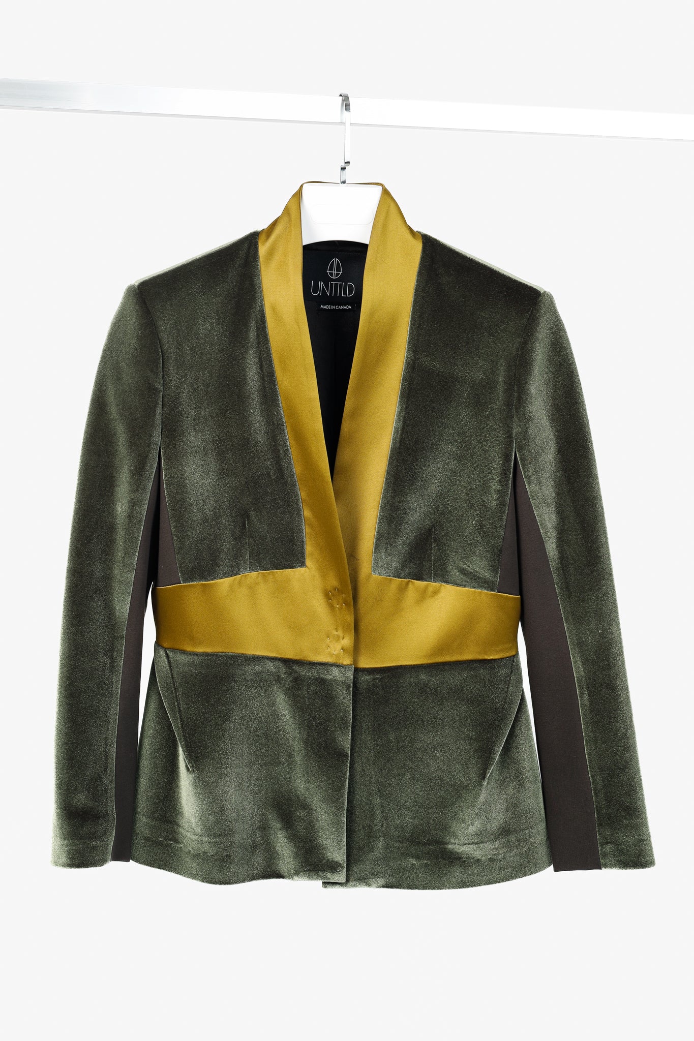 UNTTLD AW/18 Rafael Green Velvet Satin-Trim Blazer