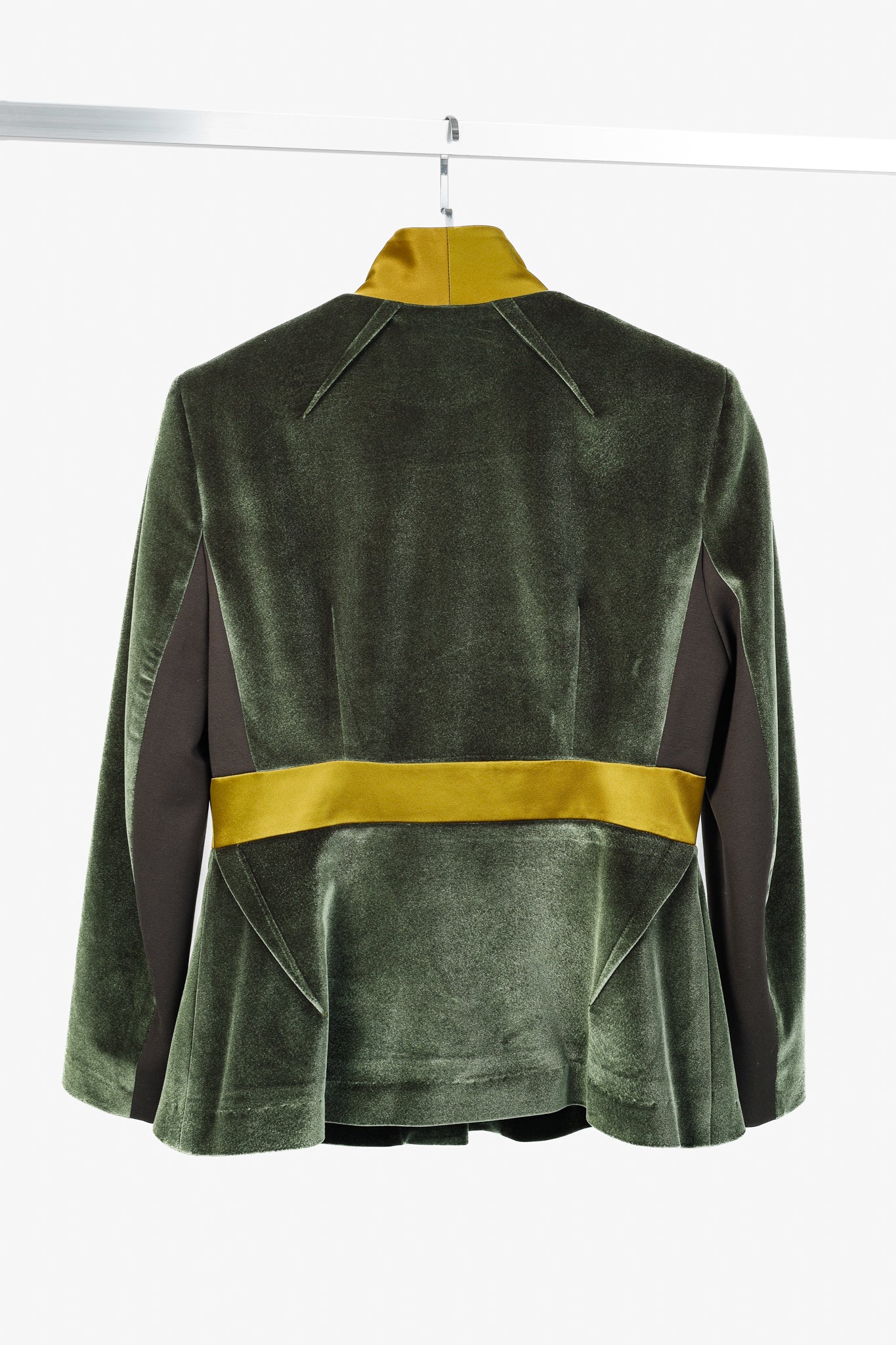 UNTTLD AW/18 Rafael Green Velvet Satin-Trim Blazer