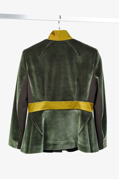 UNTTLD AW/18 Rafael Green Velvet Satin-Trim Blazer