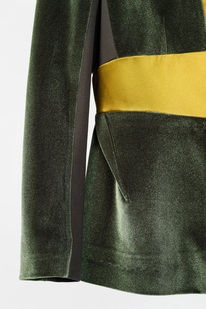 UNTTLD AW/18 Rafael Green Velvet Satin-Trim Blazer