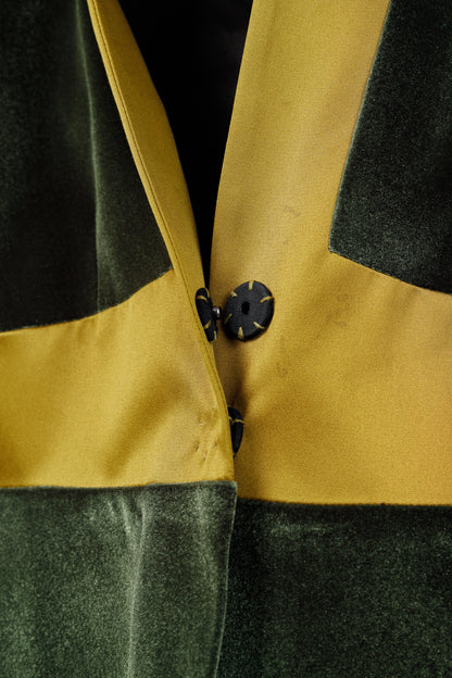 UNTTLD AW/18 Rafael Green Velvet Satin-Trim Blazer