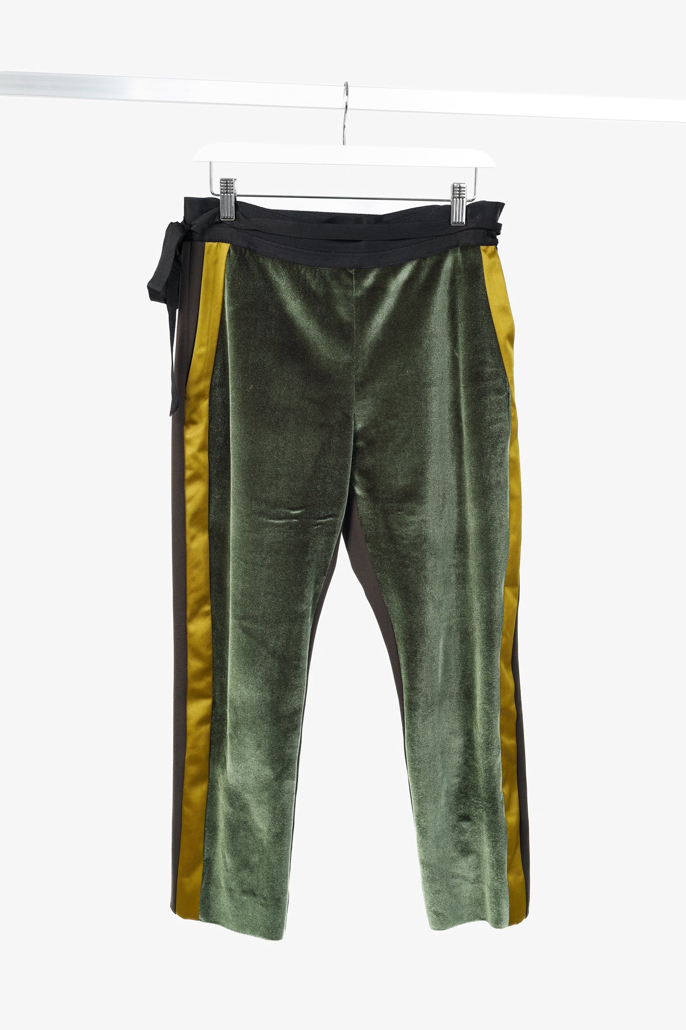 UNTTLD AW/18 Rafael Green Velvet Satin-Trim Trousers