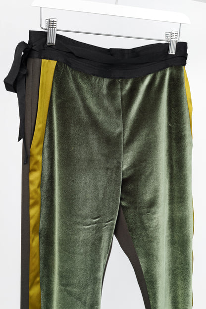 UNTTLD AW/18 Rafael Green Velvet Satin-Trim Trousers
