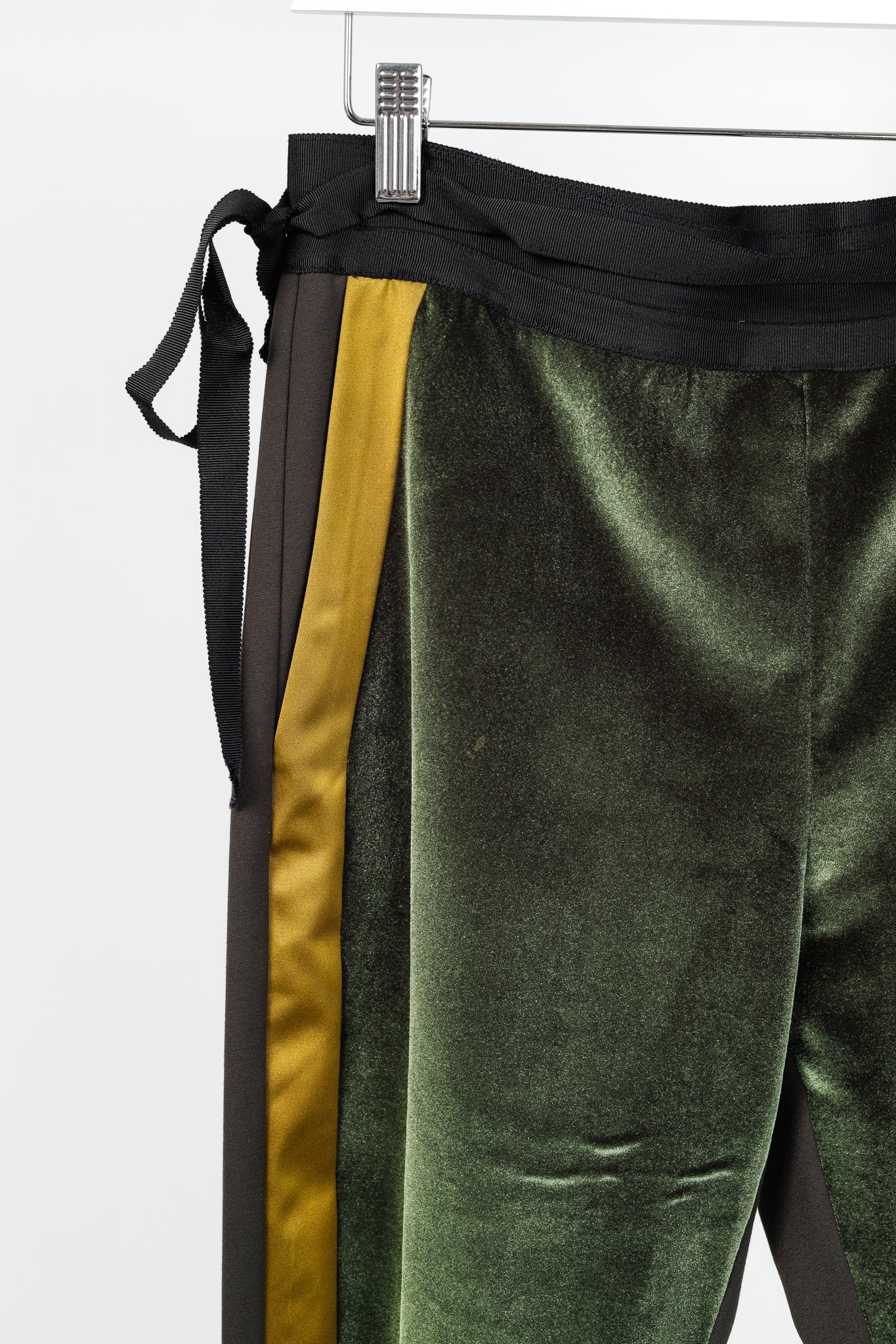 UNTTLD AW/18 Rafael Green Velvet Satin-Trim Trousers