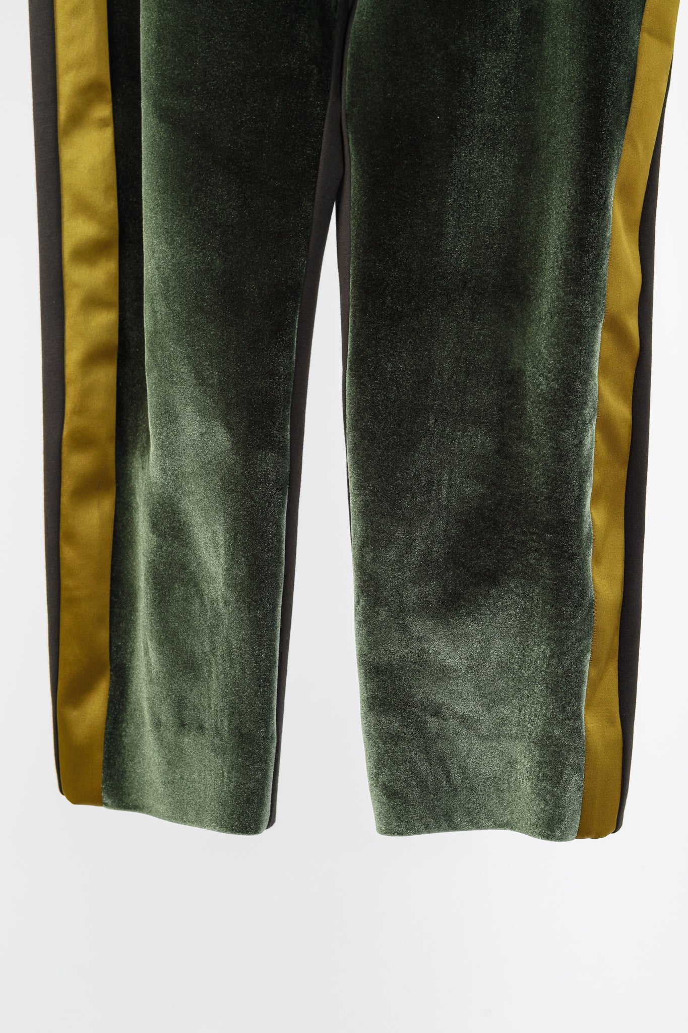 UNTTLD AW/18 Rafael Green Velvet Satin-Trim Trousers