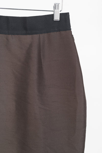 Valentino Brown Silk Shantung Pencil Skirt