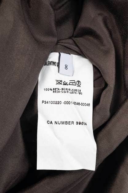 Valentino Brown Silk Shantung Pencil Skirt