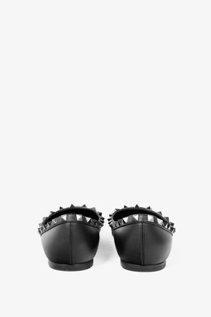 Valentino Garavani Nero Rockstud Noir Leather Flats