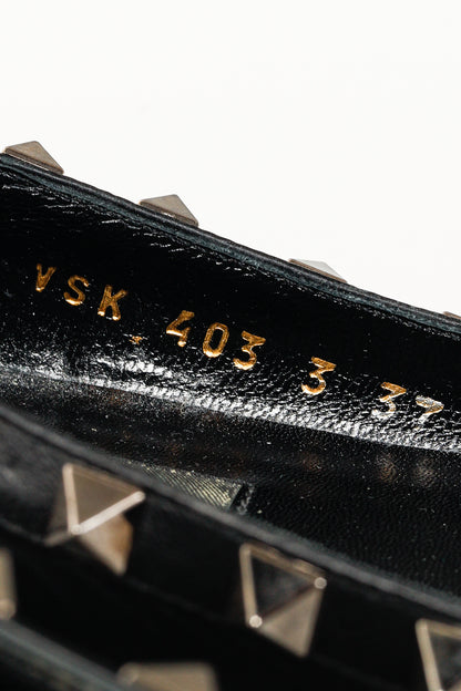 Valentino Garavani Nero Rockstud Noir Leather Flats