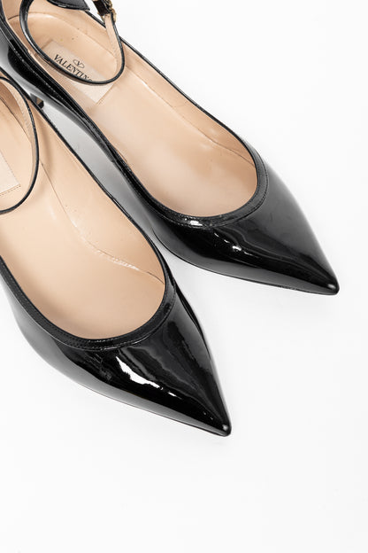 Valentino Garavani Nero Patent-Leather Mary-Jane Pumps