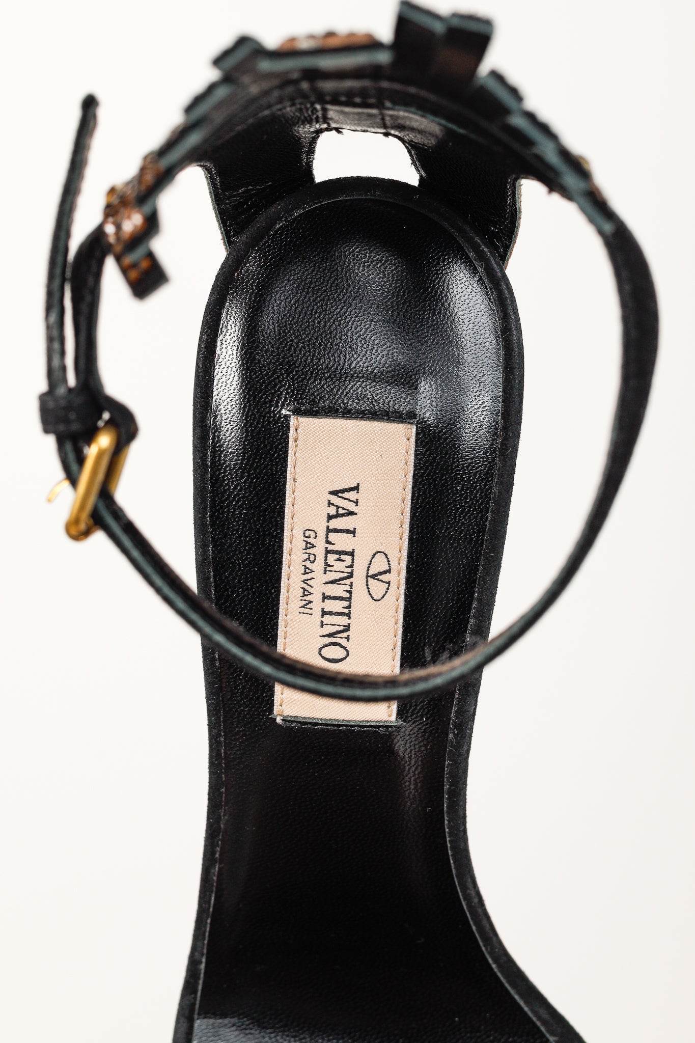 Valentino Glam Mask Brown Tribe Crystal-Embellished Suede Sandals
