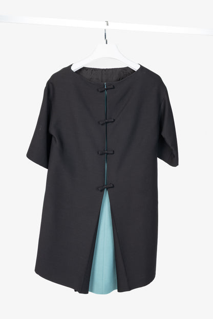 Valentino Black Wool & Silk Cady Bow-Back Mini Dress