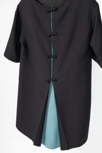 Valentino Black Wool & Silk Cady Bow-Back Mini Dress