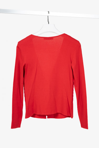 Valentino Red Viscose-Knit Bow-Waist Cardigan