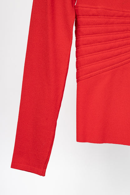 Valentino Red Viscose-Knit Bow-Waist Cardigan