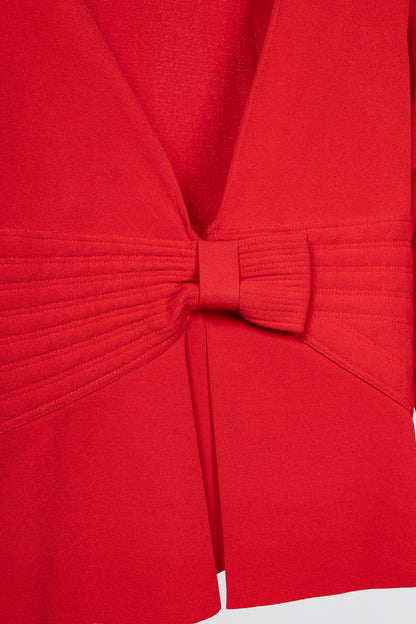 Valentino Red Viscose-Knit Bow-Waist Cardigan