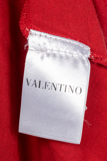 Valentino T-Shirt Couture Red Jersey Rosette Flutter-Sleeve T-Shirt