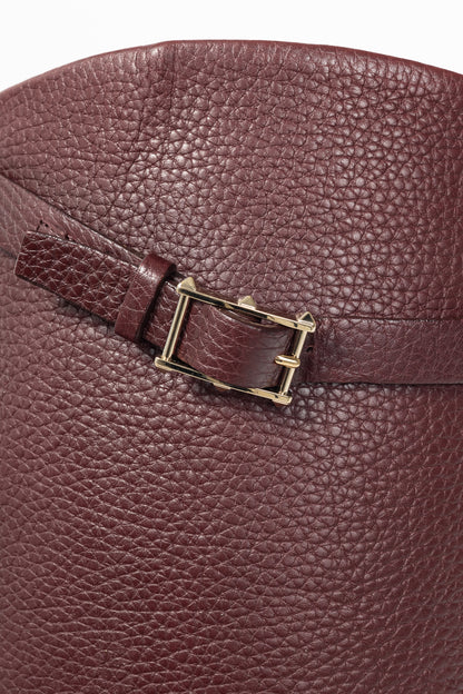 Valentino Garavani Burgundy Pebbled-Leather Rockstud-Buckle Riding Boots