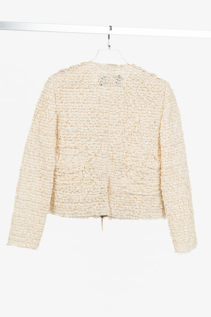 Valentino Cream Lace-Ruffle Zip Jacket