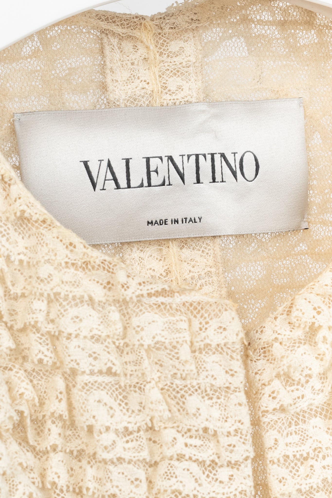 Valentino Cream Lace-Ruffle Zip Jacket