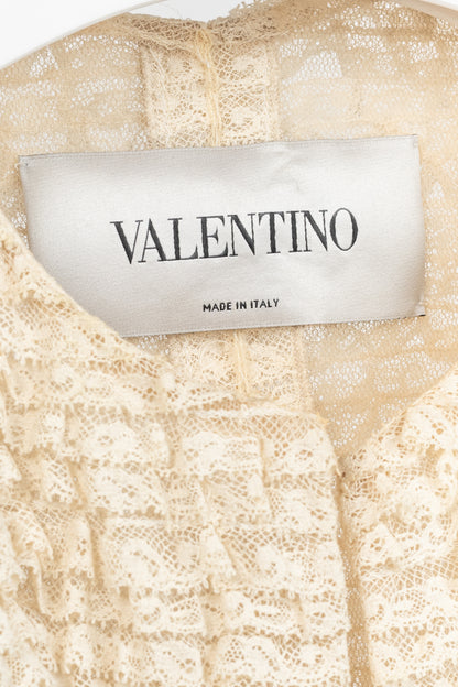 Valentino Cream Lace-Ruffle Zip Jacket