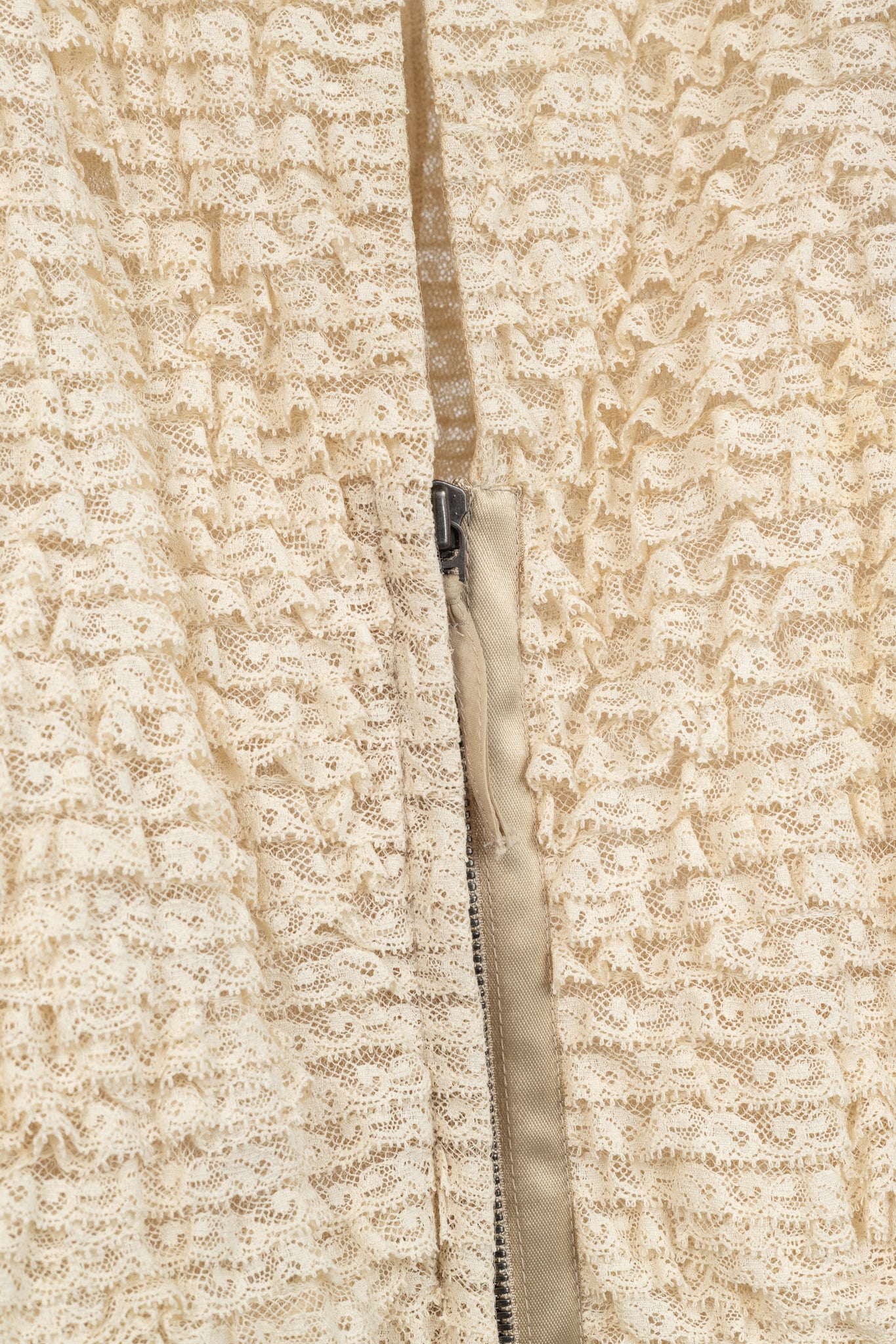 Valentino Cream Lace-Ruffle Zip Jacket