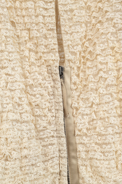 Valentino Cream Lace-Ruffle Zip Jacket