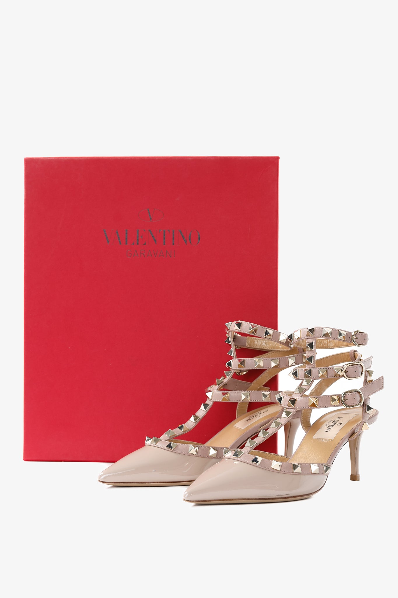 Valentino Garavani Rockstud 65 Poudre Patent Leather Caged Pumps