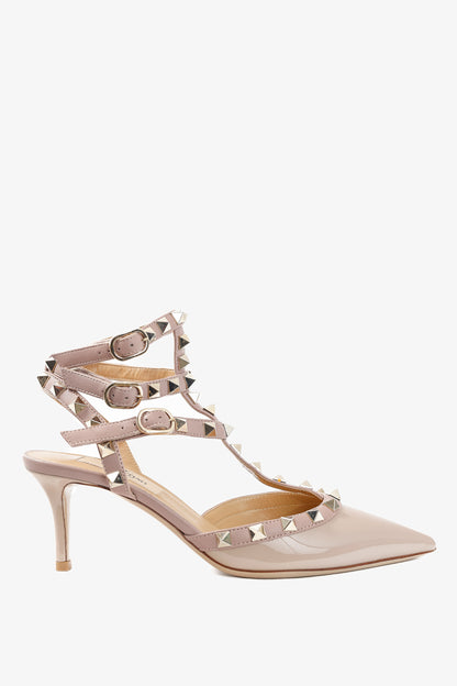 Valentino Garavani Rockstud 65 Poudre Patent Leather Caged Pumps