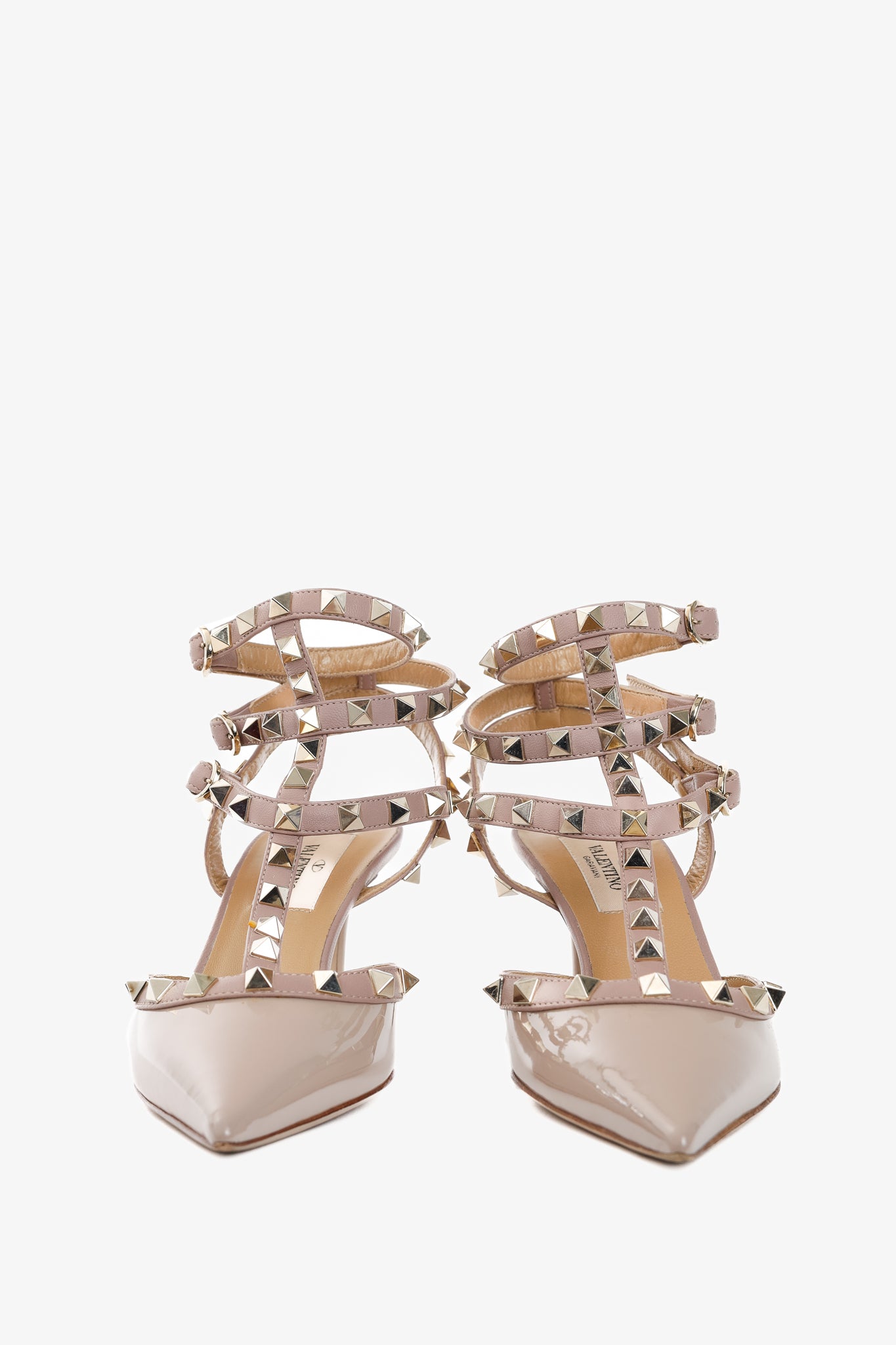 Valentino Garavani Rockstud 65 Poudre Patent Leather Caged Pumps