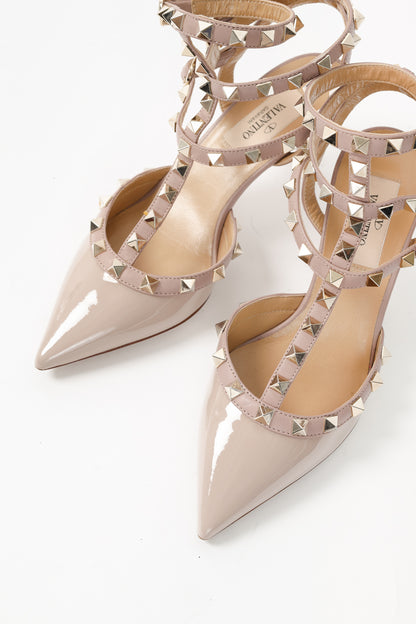 Valentino Garavani Rockstud 65 Poudre Patent Leather Caged Pumps