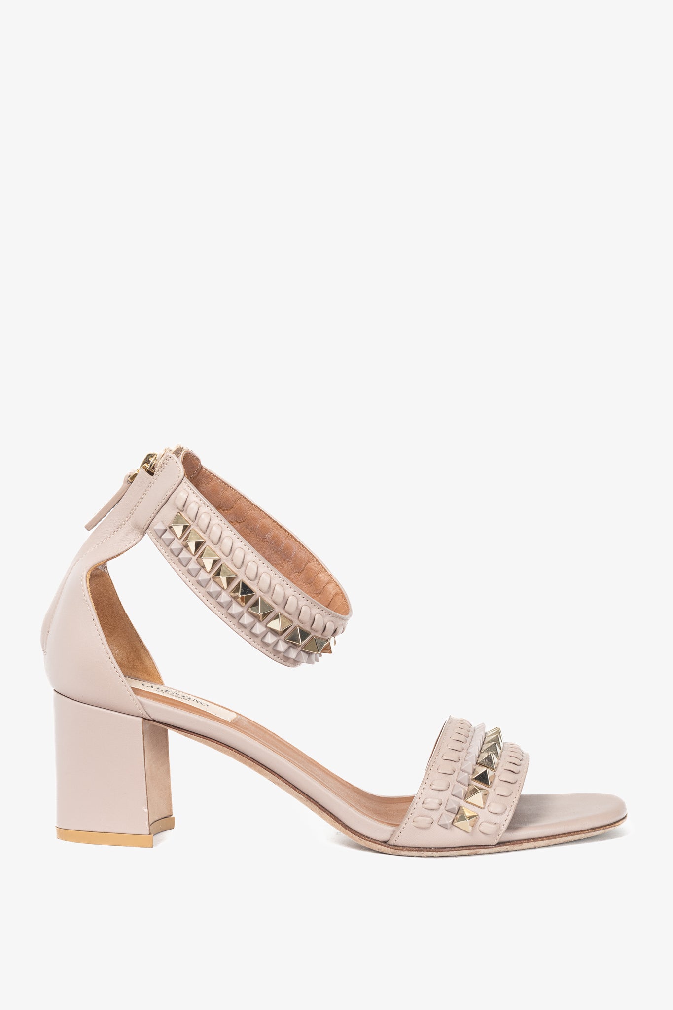 Valentino Garavani Poudre Rockstud Leather Whipstitch Sandals