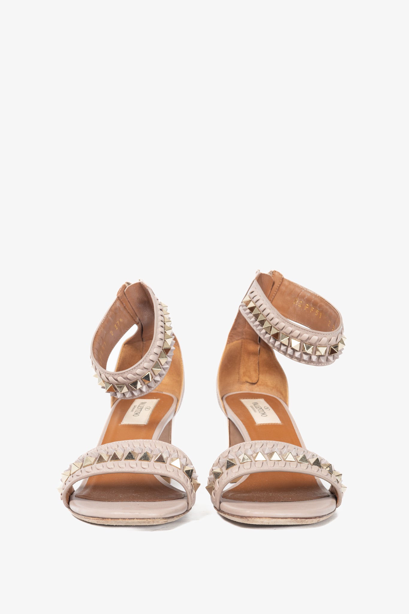 Valentino Garavani Poudre Rockstud Leather Whipstitch Sandals