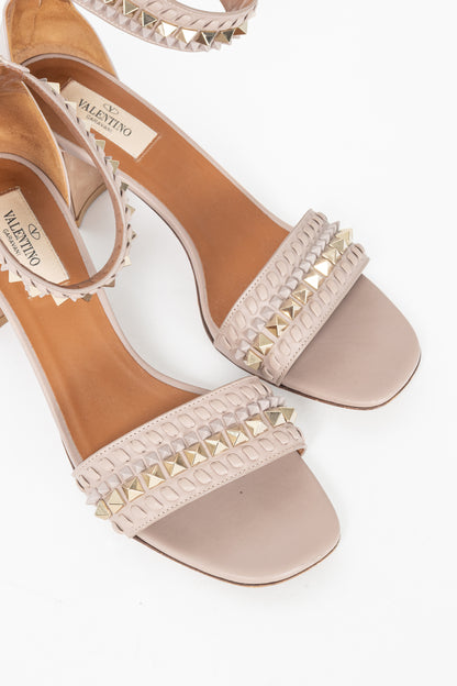 Valentino Garavani Poudre Rockstud Leather Whipstitch Sandals