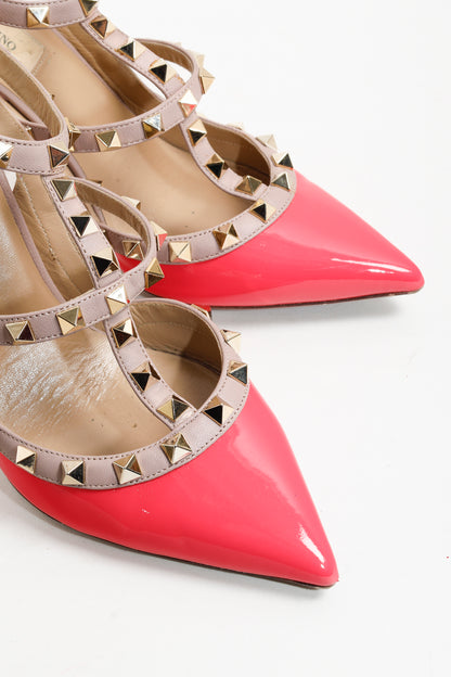 Valentino Pink Rockstud Accent Patent Leather Pumps