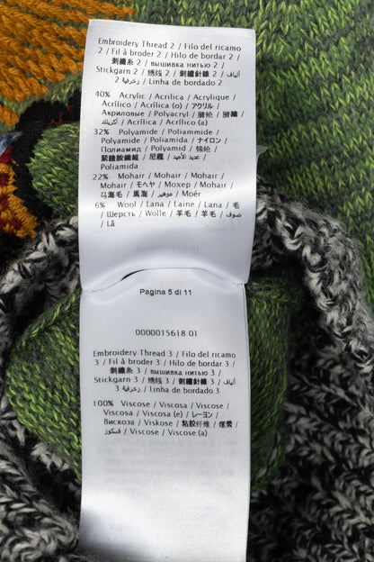 Valentino PF16 Enchanted Wonderland Green Embroidered Wool Sweater