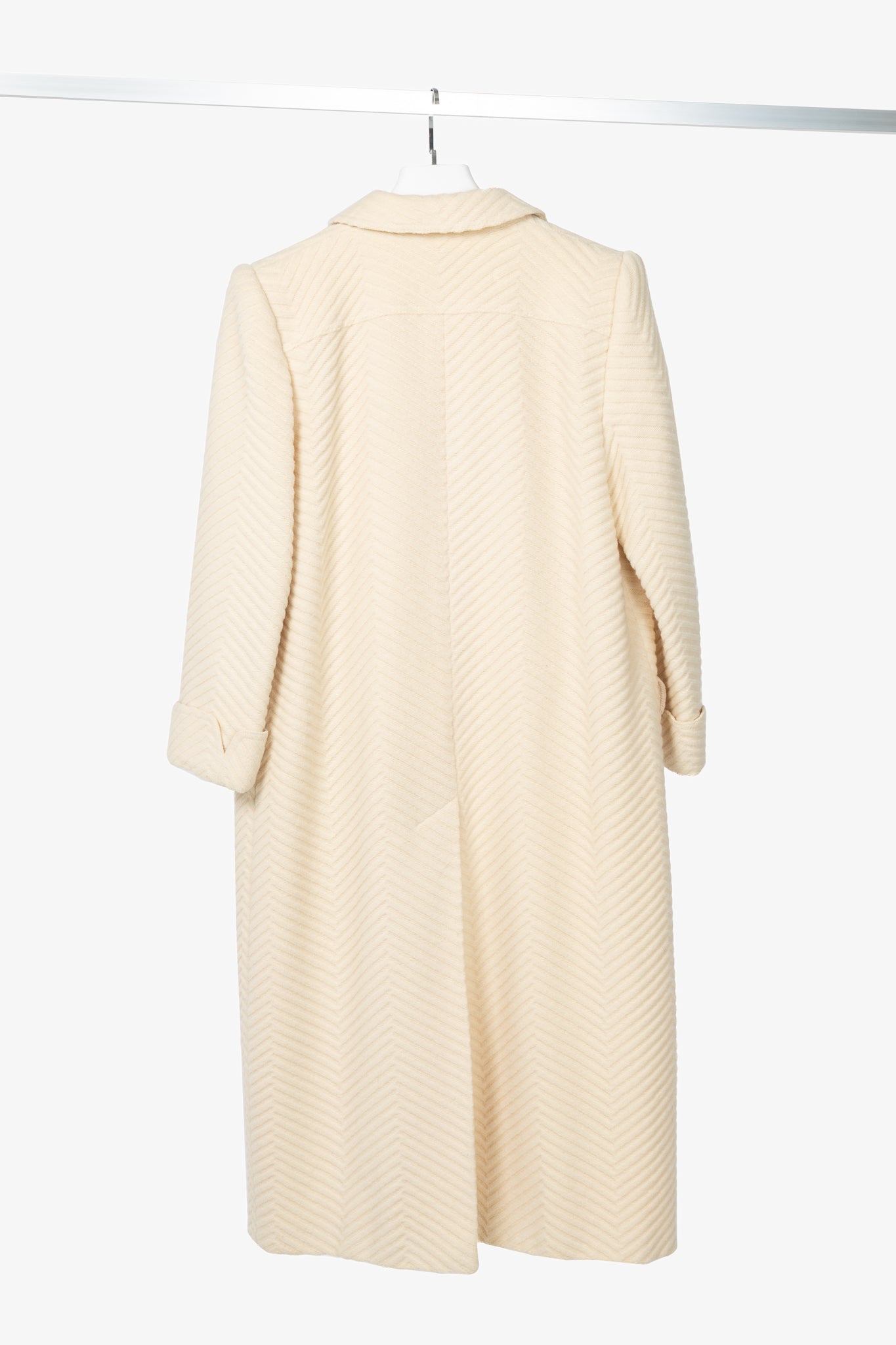 Valentino Miss V 90's Vintage Cream Chevron-Wool Coat