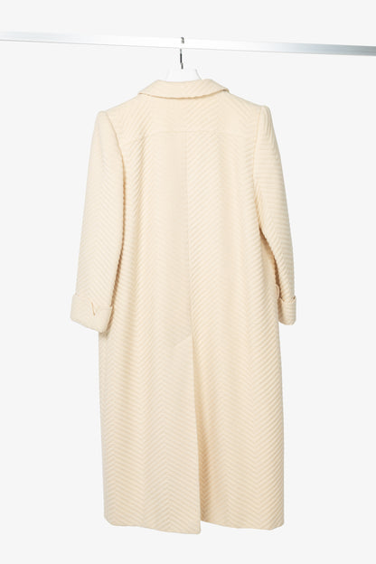 Valentino Miss V 90's Vintage Cream Chevron-Wool Coat
