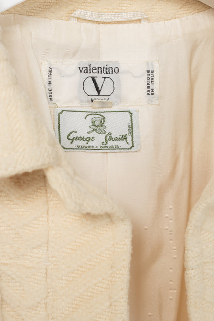 Valentino Miss V 90's Vintage Cream Chevron-Wool Coat